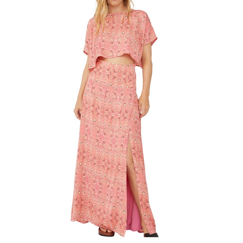 NWT Free People Marion Crop Top & Skirt Set In Candy Combo